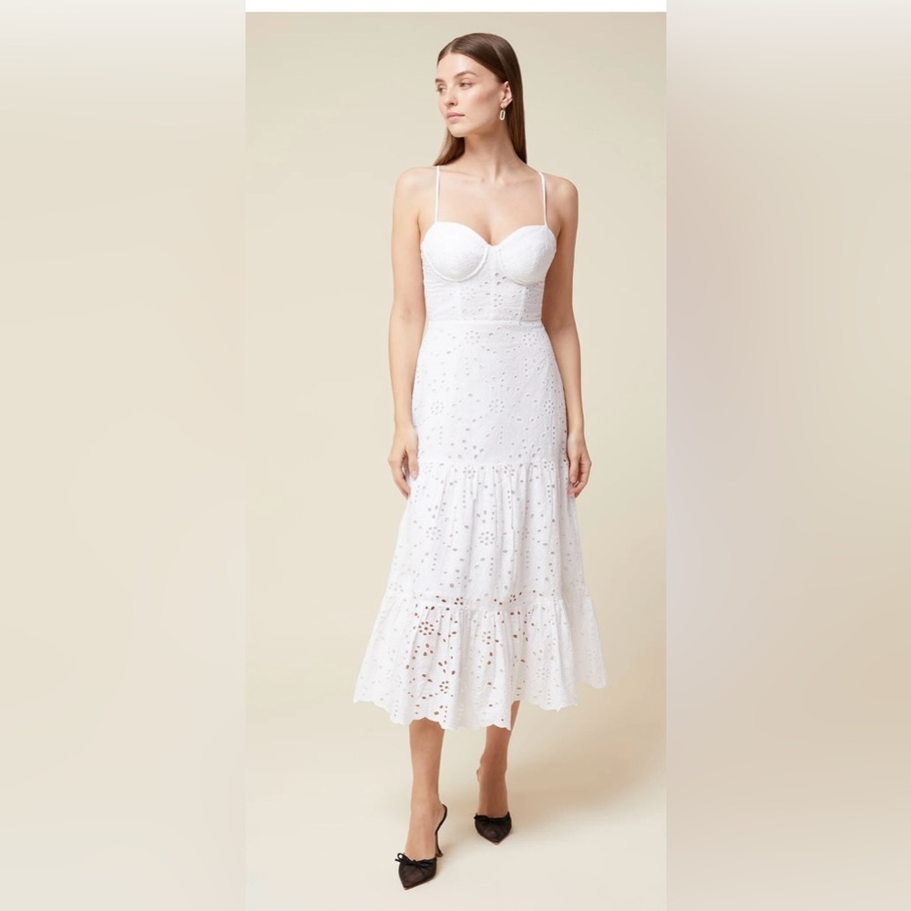 Rachel Parcel Eyelet Midi Dress